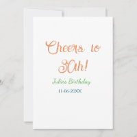 Cheers to 30th birthday name date orange green blu