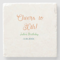 Cheers to 30th birthday name date orange green blu
