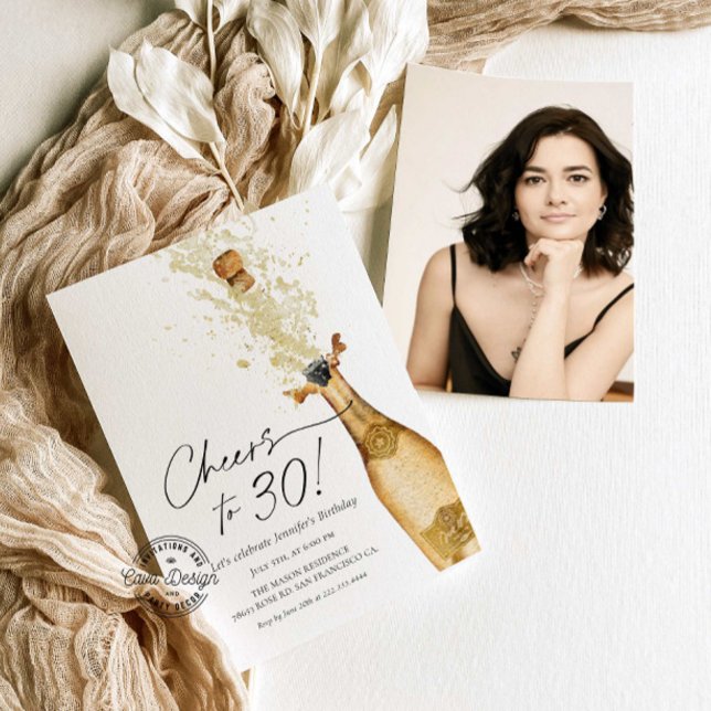 Cheers to 30th Birthday Photo Invitation (Creator Uploaded)