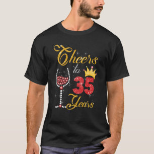 Cheers to 35 Years 1988 35th Birthday Wine Diamond T-Shirt
