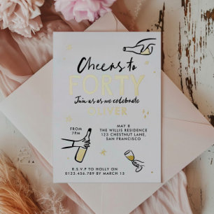 Cheers to 40 modern whimsical birthday invite