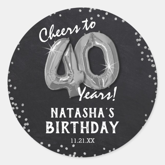 Cheers to 40 Years! 40th Birthday Classic Round Sticker (Front)