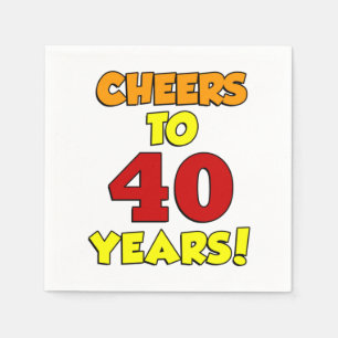 Cheers To 40 Years Colourful Party Napkins