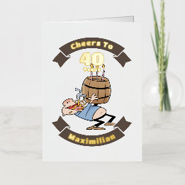 Cheers To 40 Years Funny Beer Birthday Cartoon Foil Greeting Card
