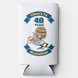 Cheers To 40 Years Funny Beer Birthday Cartoon Seltzer Can Cooler