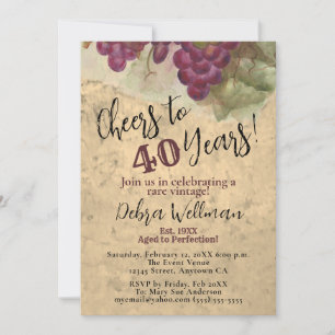 Cheers to 40 Years Vintage Rustic 40th Birthday Invitation