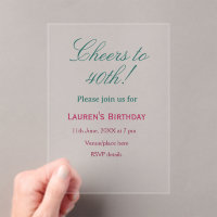 Cheers to 40th birthday name date mauve blue elega