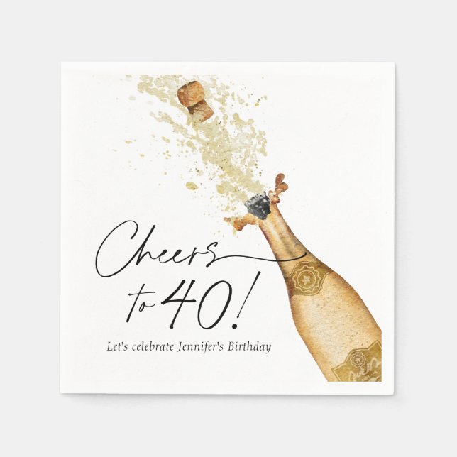 Cheers to 40th Birthday Personalized Paper Napkins (Front)