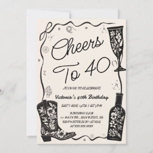 Cheers to 40th Western Birthday Invitation