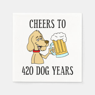 Cheers To 420 Dog Years 60th Birthday Napkin