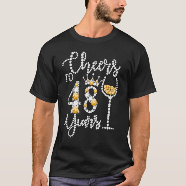 Cheers To 48 Years Old Happy 48th Birthday Queen D T-Shirt (Front)