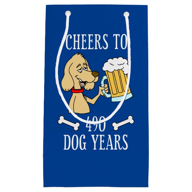 Cheers To 490 Dog Years 70th Birthday Small Gift Bag (Front)
