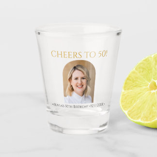 Cheers To 50 Personalized Photo Birthday Party Shot Glass