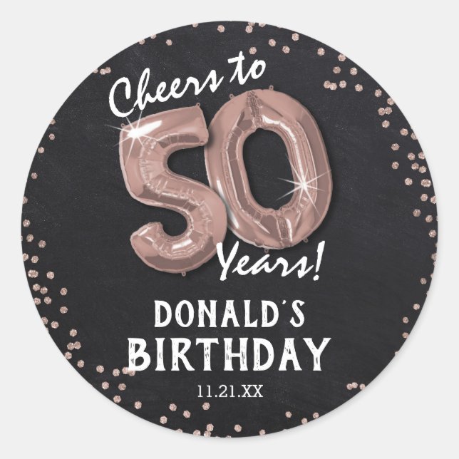 Cheers to 50 Years! 50th Birthday Classic Round Sticker (Front)