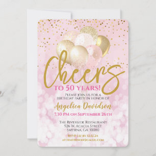 Cheers To 50 Years 50th Birthday Glamourous Invitation