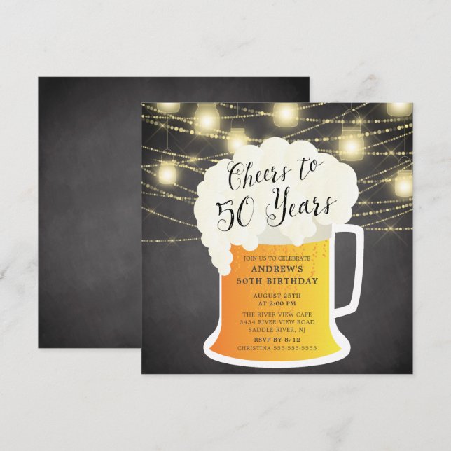 Cheers to 50 Years 50th Birthday Invitation (Front/Back)