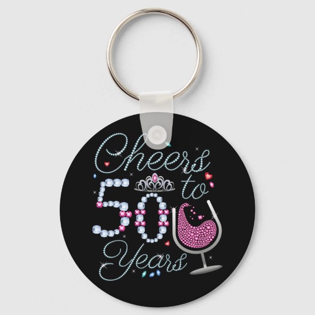 Cheers To 50 Years 50th Birthday Party Button Keyc Keychain (Front)