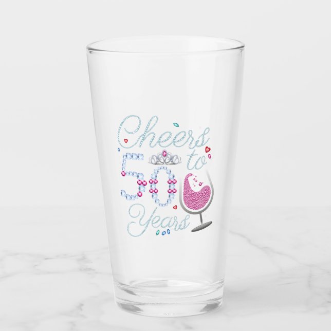 Cheers To 50 Years 50th Birthday Party Drinking Glass (Front)