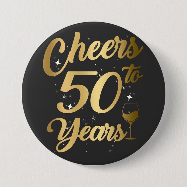 Cheers To 50 Years 50th Birthday Party Round 3 Inch Round Button (Front)
