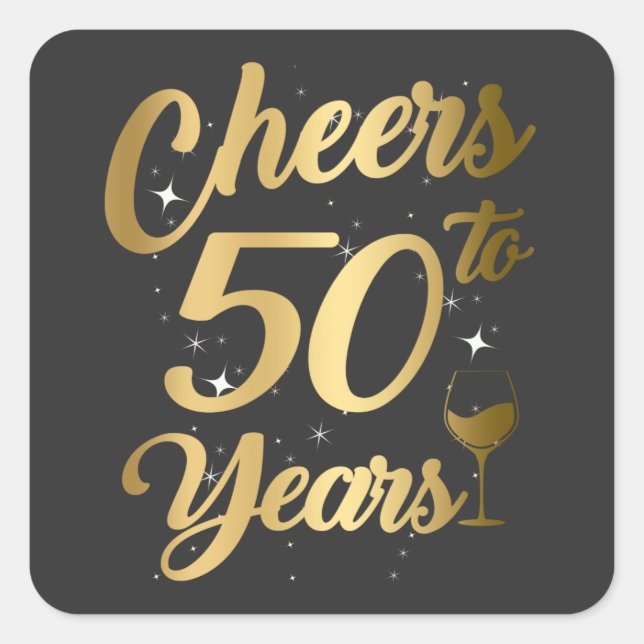 Cheers To 50 Years 50th Birthday Party Square Sticker (Front)