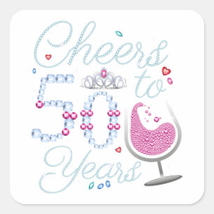 Cheers To 50 Years 50th Birthday Party Square Sticker