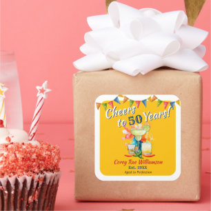 Cheers to 50 Years Aged to Perfection - Fiesta Square Sticker