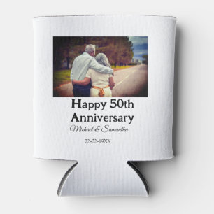 cheers to 50 years anniversary add name photo date can cooler