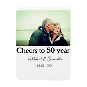 cheers to 50 years anniversary add name photo date magnet