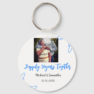 cheers to 50 years anniversary blue leaf photo nam keychain