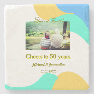 cheers to 50 years anniversary love is Sweet retro Stone Coaster