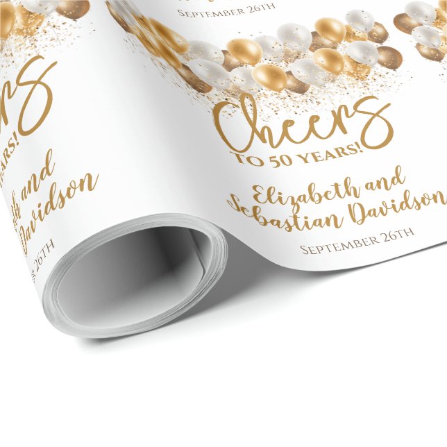 Cheers To 50 Years Anniversary Wrapping Paper (Roll Corner)