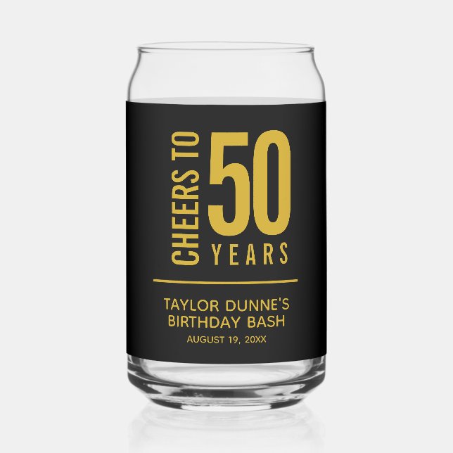 Cheers to 50 Years Birthday Can Glass (Front)