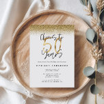 Cheers to 50 years black and gold modern stylish<br><div class="desc">Cheers to 50 years black and gold  effect modern stylish birthday invitation. Modern script text monochrome design. Part of a collection.</div>