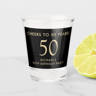 Cheers to 50 Years Black Gold 50th Birthday Party Shot Glass