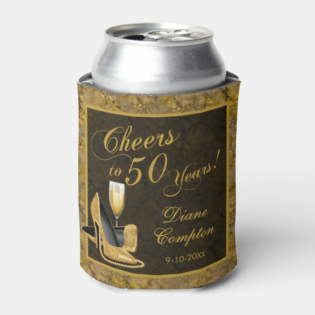 Cheers to 50 Years Black Gold Can Cooler (Can Front)