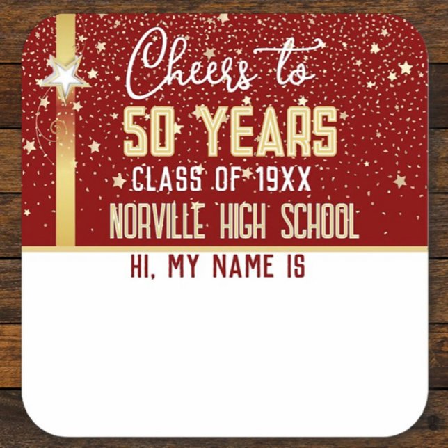 CHEERS to 50 Years! CUSTOM Class Reunion banner Square Sticker (Creator Uploaded)