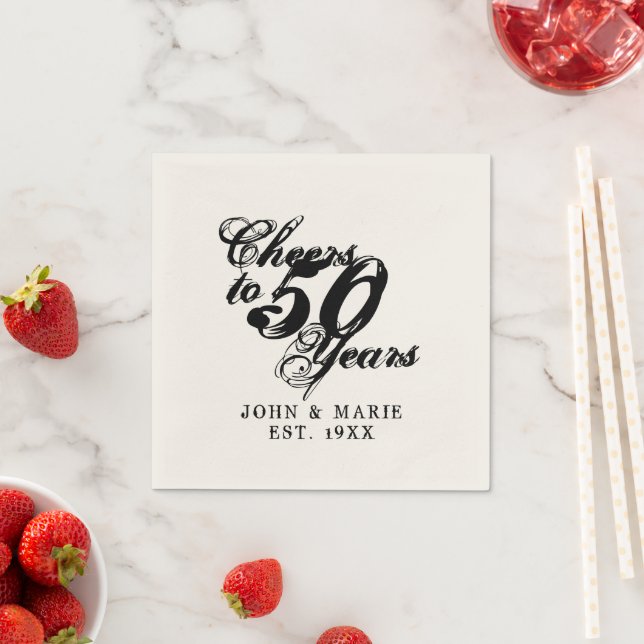 Cheers to 50 years fun wedding anniversary napkins (Insitu)