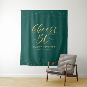 Cheers to 50 years Gold & Green 50th Anniversary Tapestry