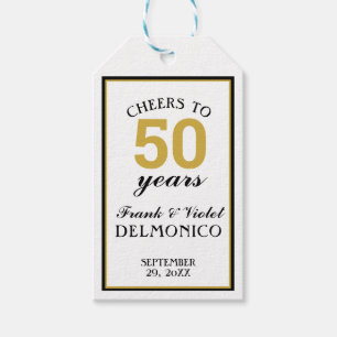 Cheers to 50 Years Golden Wedding Anniversary Gift Tags