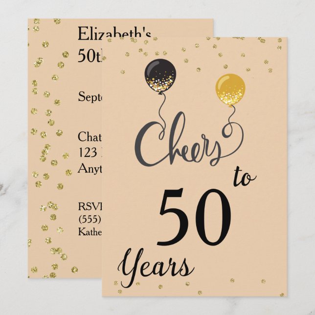 Cheers to 50 Years Invitation (Front/Back)