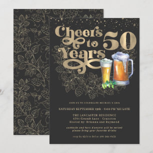 Cheers to 50 Years   Milestone Birthday Party Invitation