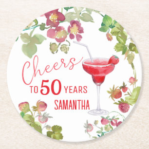 Cheers to 50 Years Milestone Birthday  Round Paper Coaster