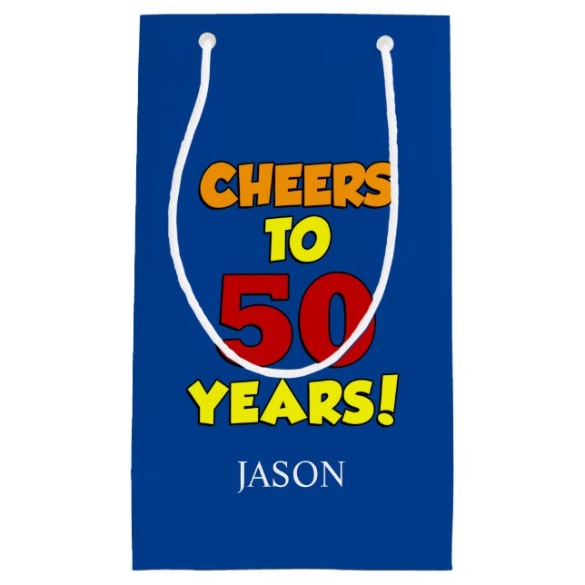 Cheers To 50 Years Personalized 50th Birthday Small Gift Bag (Front)