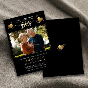 Cheers to 50 Years Photo Wedding Anniversary  Invitation