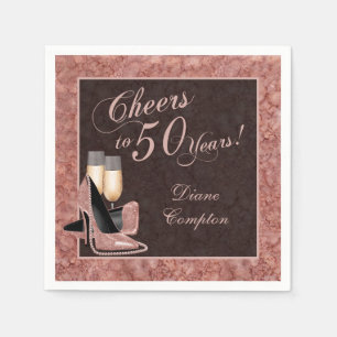 Cheers to 50 Years Rose Gold Napkin