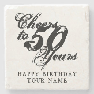 Cheers to 50 years vintage typography cool marble stone coaster