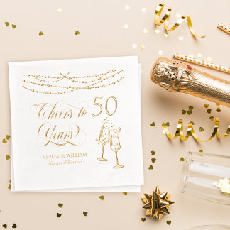 Cheers to 50 Years Wedding Anniversary Party Foil Napkins