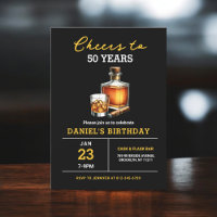 Cheers to 50 Years Whiskey Cigar Bourbon Birthday