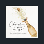 Cheers to 50th Birthday Personalized Paper Napkin<br><div class="desc">Let's Cheer to 50! These paper napkins are the perfect addition to your 50th Birthday Party. Designed with a beautiful watercolor Gold Champagne Bottle.  Matching items in our store Cava Party Design.</div>