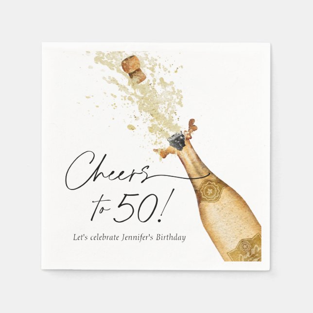 Cheers to 50th Birthday Personalized Paper Napkin (Front)